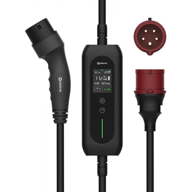 Könner & Söhnen PLATINET EV ŁADOWARKA PRZENOŚNA SAMOCHODÓW EV/PHEV AC TYPE 2 16A 11 KW CEE 5M LCD WIFI TUYA BLACK
