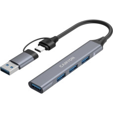 Canyon HUB DS-02 4 w 1 USB-A/C Szary