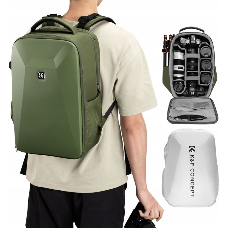 K+F Plecak Fotograficzny Foto Na Aparat Lustrzankę Dslr Do Canon Nikon Sony / K&f / Kf13.134v3 Zielony