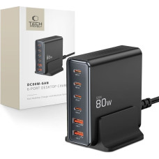Tech-Protect DC80W-GAN 6-PORT DESKTOP CHARGER PD80W/QC3.0 BLACK