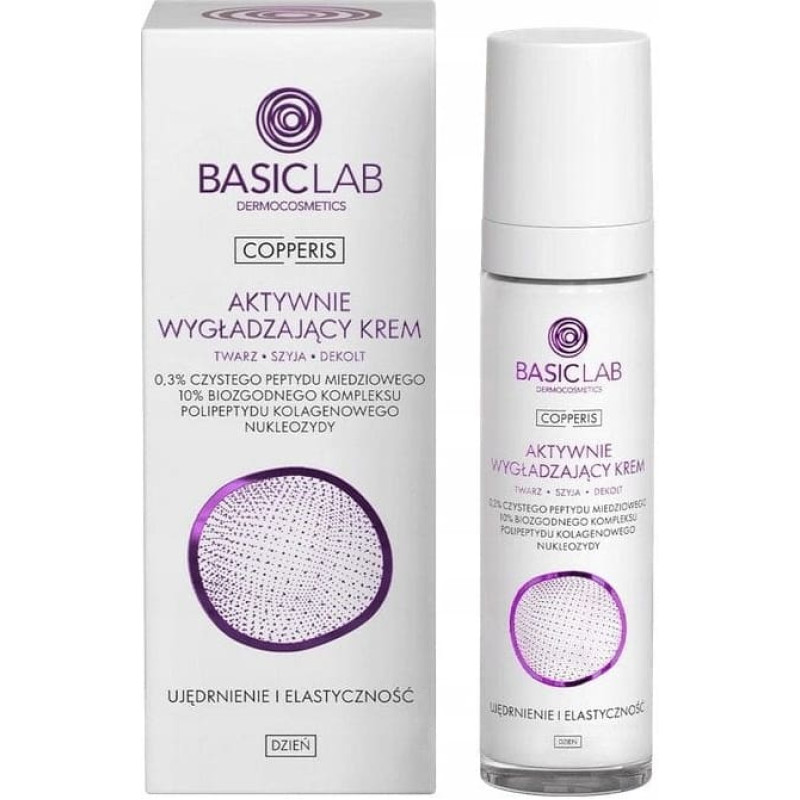 Veoli Botanica BASICLAB_Copperis aktywnie wygładzający krem na dzień do twarzy 0,3% czystego peptydu miedziowego Ujędrnienie i Elastyczność 50ml