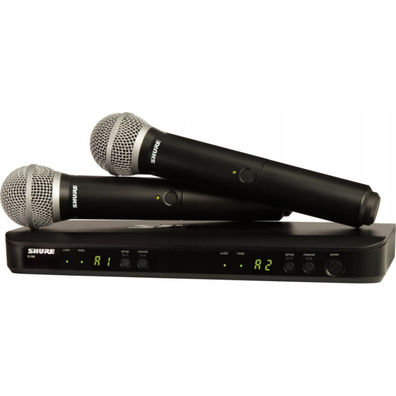 Shure BLX288E/PG58-H8E - System bezprzewodowy z podwójnym odbiornikiem i mikrofonami PGA58 (518-542 MHz)
