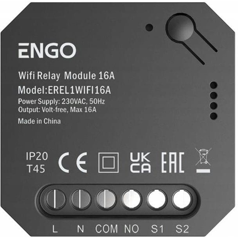 Engo EREL-16WiFi - Smart Relay - Inteligentny przekaźnik WiFi, do systemu ENGO Smart, 1x16A, NO-COM