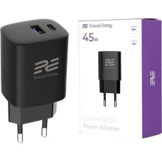 Forcell Ładowarka sieciowa Encore Energy GaN QC 4.0 PD 3.0 USB-A USB-C 45W GaN-4583R + kabel USB-A USB-C 2m standard