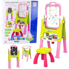 Leantoys Tablica Edukacyjna 5w1 Z Krzesełkiem Wielofunkcyjna Akcesoria Różowa