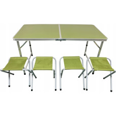 Royokamp STOLIK TURYSTYCZNY SKŁADANY KEMPINGOWY 120X60X70/62/55CM + 4 KRZESŁA ZIELONY