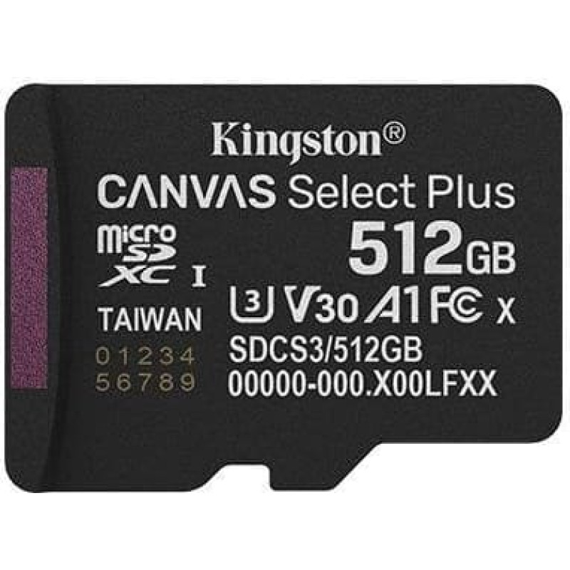 Kingston Karta pamięci microSD 512GB Canvas Select+ G3 150MB/s