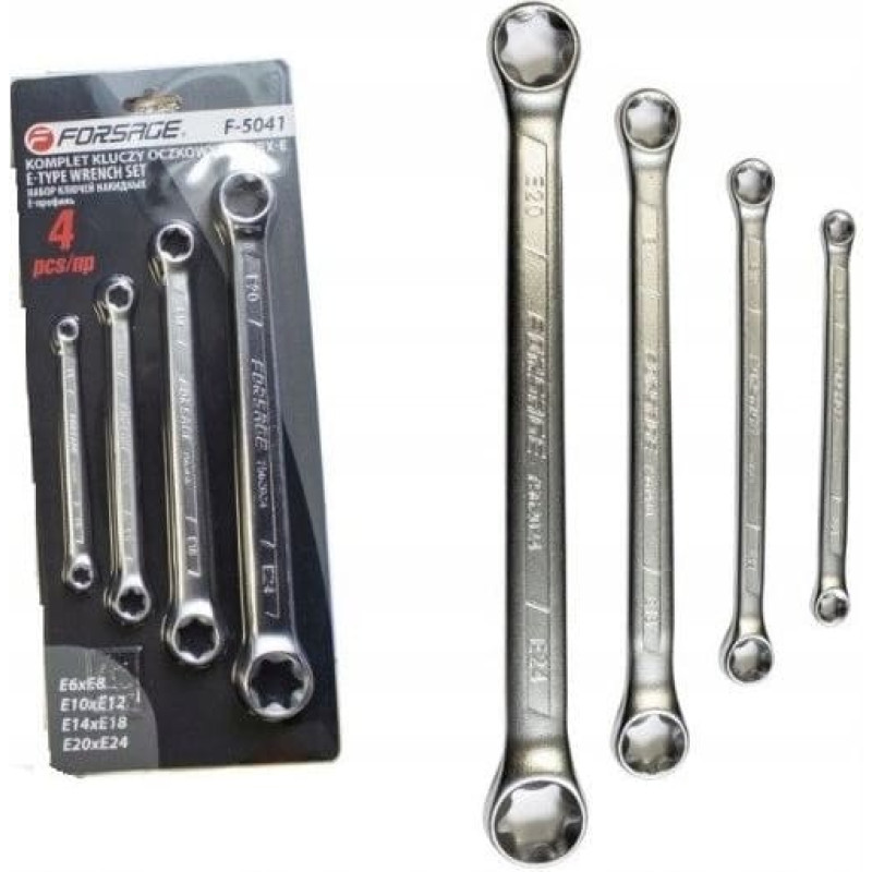 Forsage Zestaw kluczy oczkowych TORX 4el. (E6-E24)