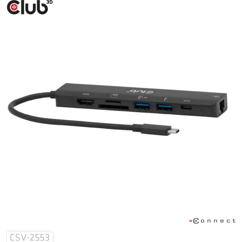 Club 3D CLUB3D CSV-2553 huby i koncentratory USB Type-C 5000 Mbit/s Czarny