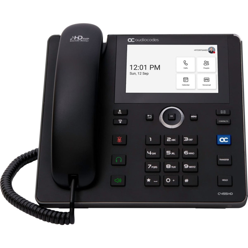 Audiocodes C455HD telefon VoIP Czarny 8 linii TFT
