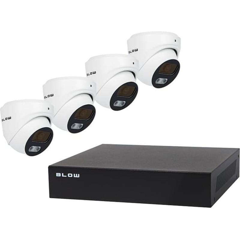 Blow Zestaw monitoringu PoE BLOW 4x5MP 1TB BL-KI5T4/PoE/1TB 4x kamery kopułowe 5MP dysk HDD1TB