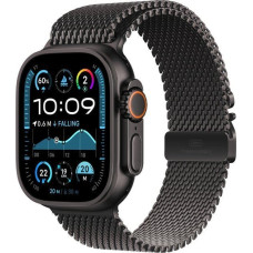 Apple Watch Ultra 2 GPS + Cellular 49mm Black Titanium Case with Black Titanium Milanese Loop - L, OLED, Touchscreen, 64 GB, GPS (satellite)