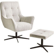 Beliani Fotel obrotowy MOLLE II Z podnóżkiem Jasnobeżowy
