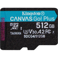 Kingston Технология 512 ГБ microSDXC Canvas Go Plus Gen4 200R A2 U3 Single Pack без ADP