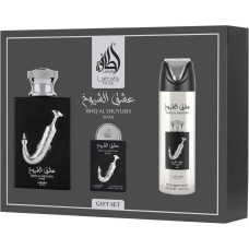 Lattafa Ishq Al Shuyukh Zestaw woda perfumowana spray 100ml + woda perfumowana spray 20ml + dezodorant spray 200ml