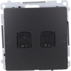 Kontakt-Simon Simon Basic Gniazdo komputerowe RJ45, kat 6, podwójne z przesłoną przeciwkurzową (moduł) czarny BM62.01/49