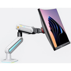 Blow F6-XE Pearl White Podświetlenie RGB Gamingowy mocny uchwyt biurkowy do dużych monitorów 32-60 cali