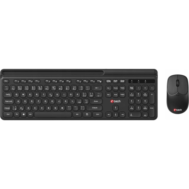 C-Tech klávesnice s myší WLKMC-05B, Bezdrátový set 2.4GHz, CZ, Černá