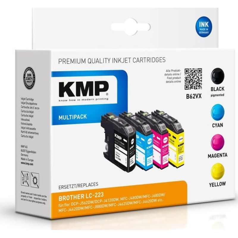 KMP KMP B62VX nabój z tuszem 4 szt. Zamiennik Czarny, Cyjan, Purpurowy, Żółty