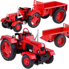 Jokomisiada Czerwony Metalowy Traktor z przyczepką Skrętne Gumowe koła 1:18 ZA5202