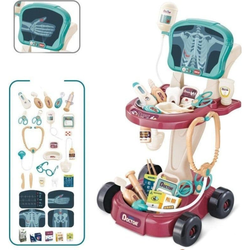 Leantoys Zestaw lekarski na wózku