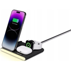 Jabees PowerGlow 4w1 Ładowarka QI na Telefon Smartwatch Słuchawki Lampa LED / Czarny
