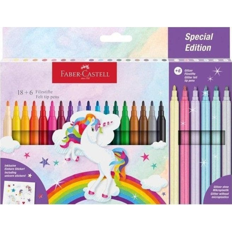 Faber-Castell Flamastry Unicorn 18+6 kol.