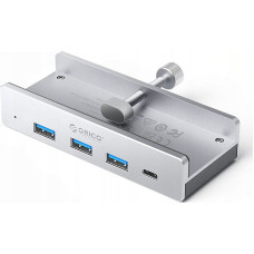 Orico HUB montowany na zacisk input: USB-C / output: 3x USB-A 3.0 + 1x USB-C 3.0 - srebrny