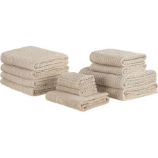 Beliani Komplet 11 ręczników bawełniany beżowy ATAI