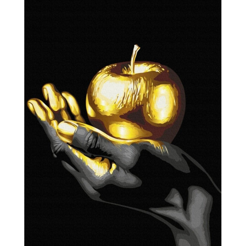 Brushme Malowanie po numerach BRUSHME, 40x50 cm, czarne płótno, gold, złoty owoc, 1 szt., w pudełku