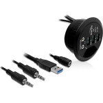 Delock HUB USB Delock Słuchawkowe Mikrofonowe  + 3x USB-A 3.0 (61990)