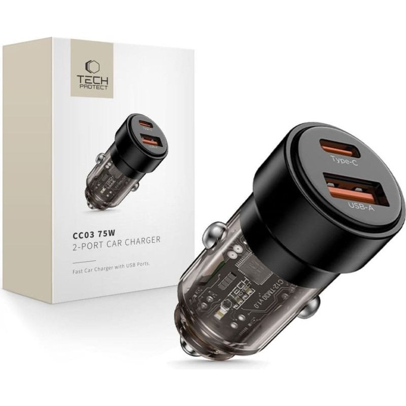 Tech-Protect CC03 2-PORT CAR CHARGER PD75W BLACK