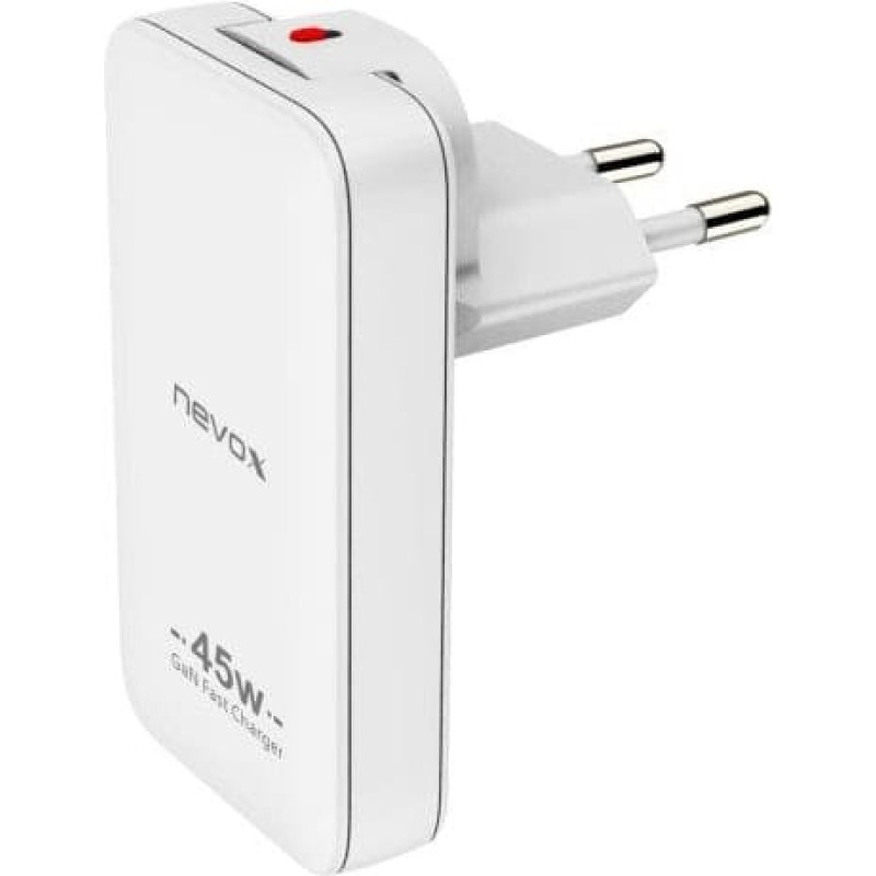 Axagon nevox 45W Dual Slim Ladegerät GaN USB-C/USB EU/US weiß