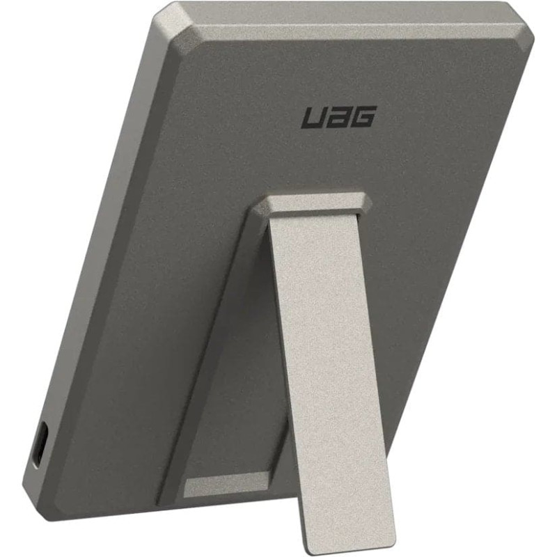 Baseus UAG Ultra Slim 5K - powerbank 5000 mAh z podstawką, ładowanie bezprzewodowe 10W, kompatybilny z MagSafe, kabel w zestawie (titanium)
