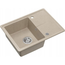 Graniteq TONY 116 GraniteQ zlewozmywak granitowy river sand (beż) 1-komorowy z/o (60x45x18,5),  z syfonem i zaślepką  stal szlachetna