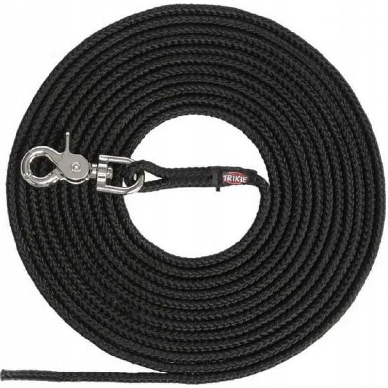 Trixie Tracking lead, trigger snap hook, round, S–L: 20m/ø6mm,black