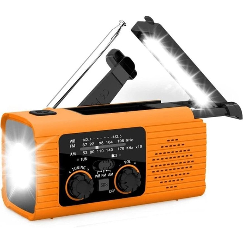 Feegar PRISTAR radio FM z latarką 4000 mAh YX318 pomarańczowe