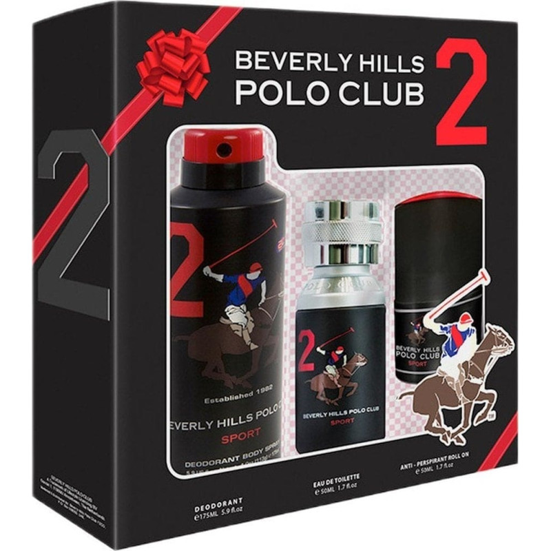 Beverly Hills Polo Club Men Sport Two Zestaw woda toaletowa spray 50ml + dezodorant spray 175ml + antyperspirant w kulce 50ml