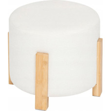 Atmosphera Pufa bouclé Ø 37,5 cm z bambusowymi nogami