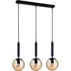 Italux Lampa wisząca Italux Modernistyczna LAMPA wisząca RAVENA PND-2324-3L BK+AMB Italux szklane kule zwis kaskada czarna bursztynowa