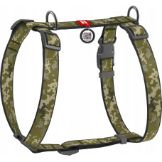 Collar WauDog Nylon Szelki nylonowe anatomiczne w kształcie litery H, z QR-paszportem, plastikowy fastex, wzór MILITARY, rozmiar S 15mm