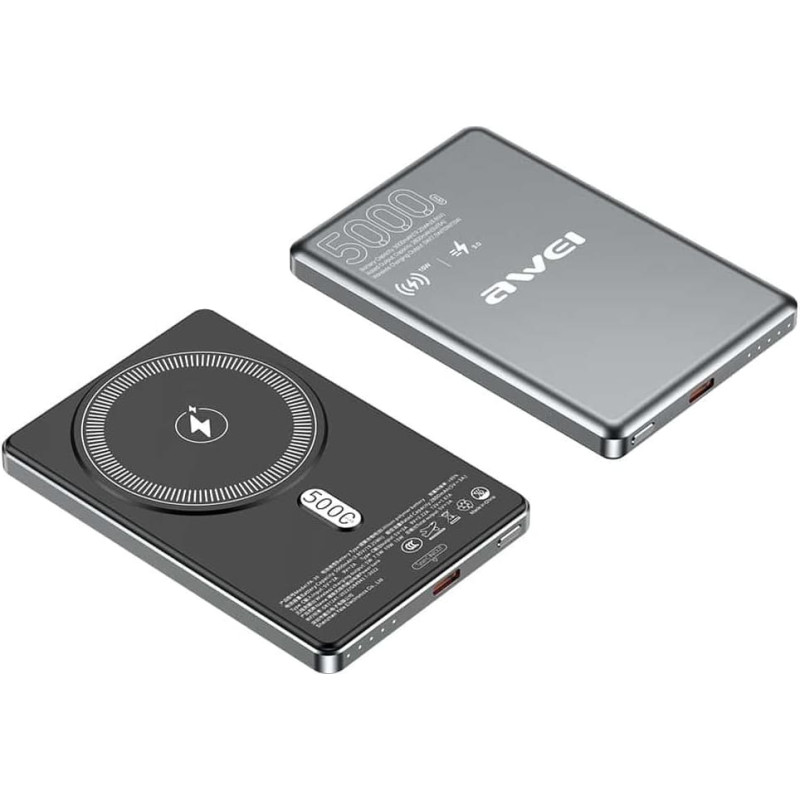 Awei Powerbank Awei PA-30 5000mAh indukcyjny MagSafe szary