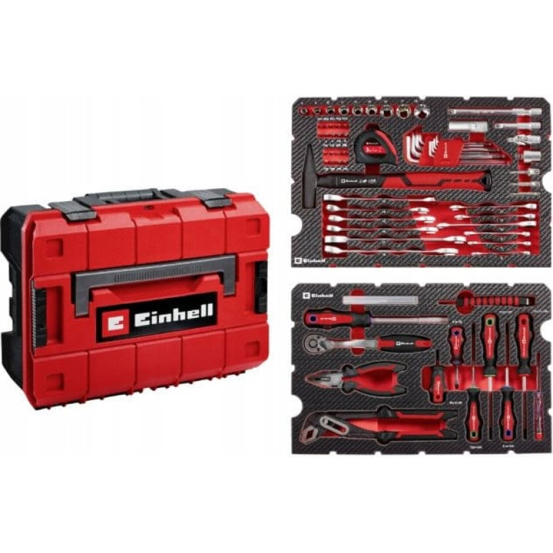 Einhell work tool and accessory set, 3/8'', 1/4'', 1/2'', E-CASE case, 80 pcs.