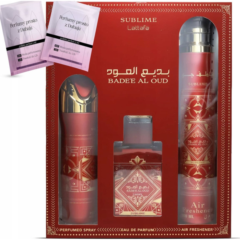 Noname SET LATTAFA Sublime Badee Al Oud EDP spray 100ml + PERFUMED SPRAY 200ml + AIR FRESHENER 300ml