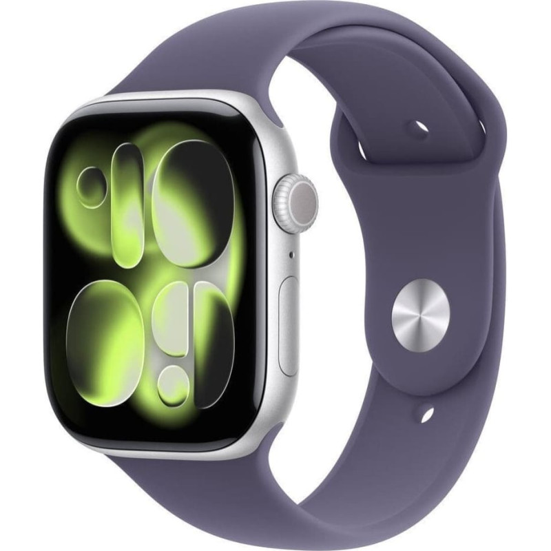 Apple Watch Series 11�GPS�46mm�Silver Aluminium Case with Purple Fog Sport Band - S/M