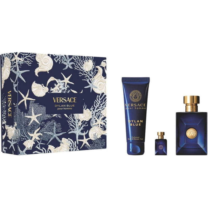 Versace Pour Homme Dylan Blue Zestaw woda toaletowa spray 100ml + żel pod prysznic 150ml + miniatura wody toaletowej 5ml