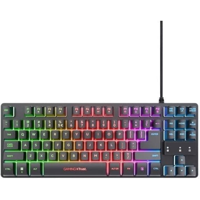 Trust Podświetlana klawiatura gamingowa GTX 833 Thado TKL czarna Trust