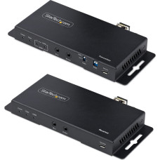 Startech .com 4K HDMI over Fiber Extender Kit, 4K 60Hz up to 3300ft/1km (Single Mode) or 1000ft/300m (Multimode) LC Fiber Optic, HDR/HDCP, Audio/RS232/IR Extender, HDMI Video Extender - Transmitter and Receiver Kit (ST121HD20FXA2) - Video-/Audio-/Infr