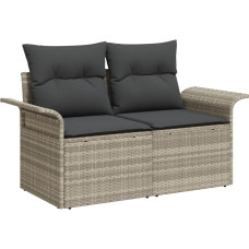 Vidaxl 5-częściowy zestaw sof ogrodowych z jasnoszarego rattanu, vidaXL 2-osobowa sofa ogrodowa z przechowalnią i poduszkami jasnoszarego rattanu