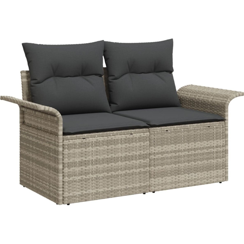 Vidaxl 5-częściowy zestaw sof ogrodowych z jasnoszarego rattanu, vidaXL 2-osobowa sofa ogrodowa z przechowalnią i poduszkami jasnoszarego rattanu